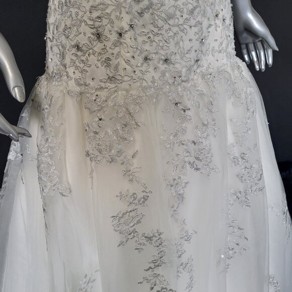 NWT~$1599~DA VINCI~SZ 6~IVORY STRAPLESS EMBELLISHED BALL GOWN WEDDING DRESS - Picture 9 of 16